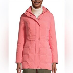 Lands’ End Soft Rose Down Filled Hooded Water Resistant Quilted Coat New W/o Tag